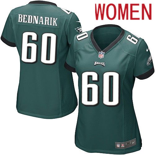 Women Philadelphia Eagles #60 Chuck Bednarik Nike Midnight Green Game NFL Jersey->women nfl jersey->Women Jersey
